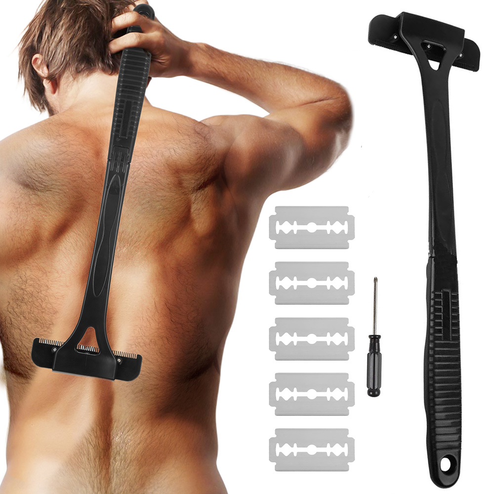 Men'S Grooming Razor - Afeitadora trasera plegable negra para hombre,